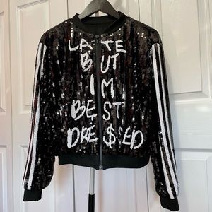 Black & White Sequin Bomber Jacket